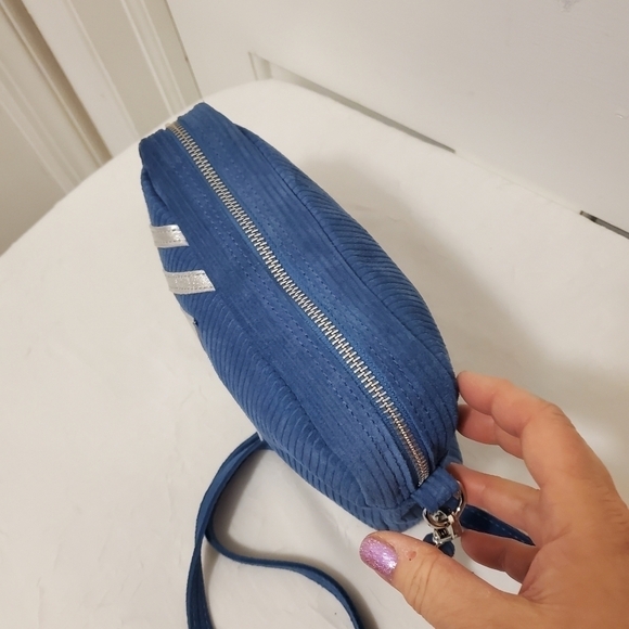 Silver Star and Stripe Blue & Silver Suede Crossbody - Picture 4 of 9